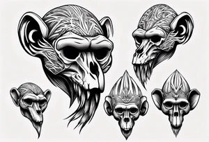 baboon skull tattoo idea