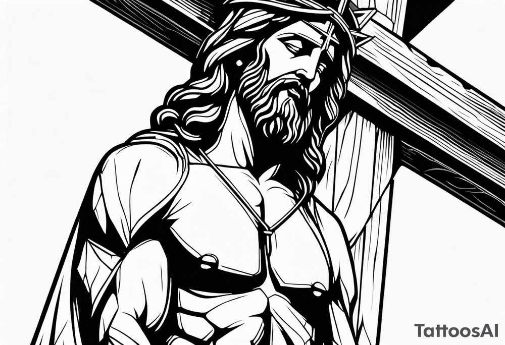 Jesus Christ hanging on a cross, full body lenght tattoo idea Jesus Christ hanging on a cross, full body lenght tattoo idea