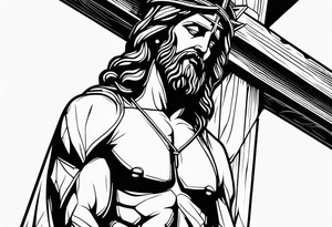 Jesus Christ hanging on a cross, full body lenght tattoo idea