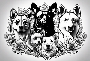 Tattoo featuring the name of each of my dogs their names are "Tasha Katie Kiera Zeke Pixie Bud Bear" tattoo idea