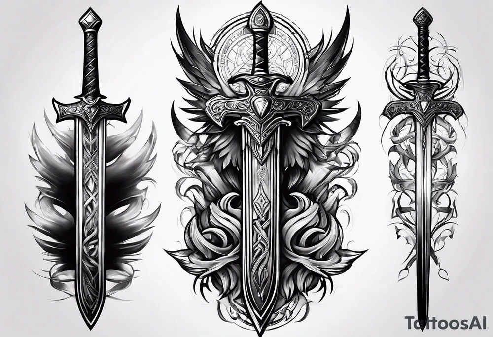 Swords down spine tattoo idea