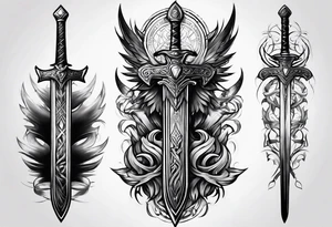 Swords down spine tattoo idea