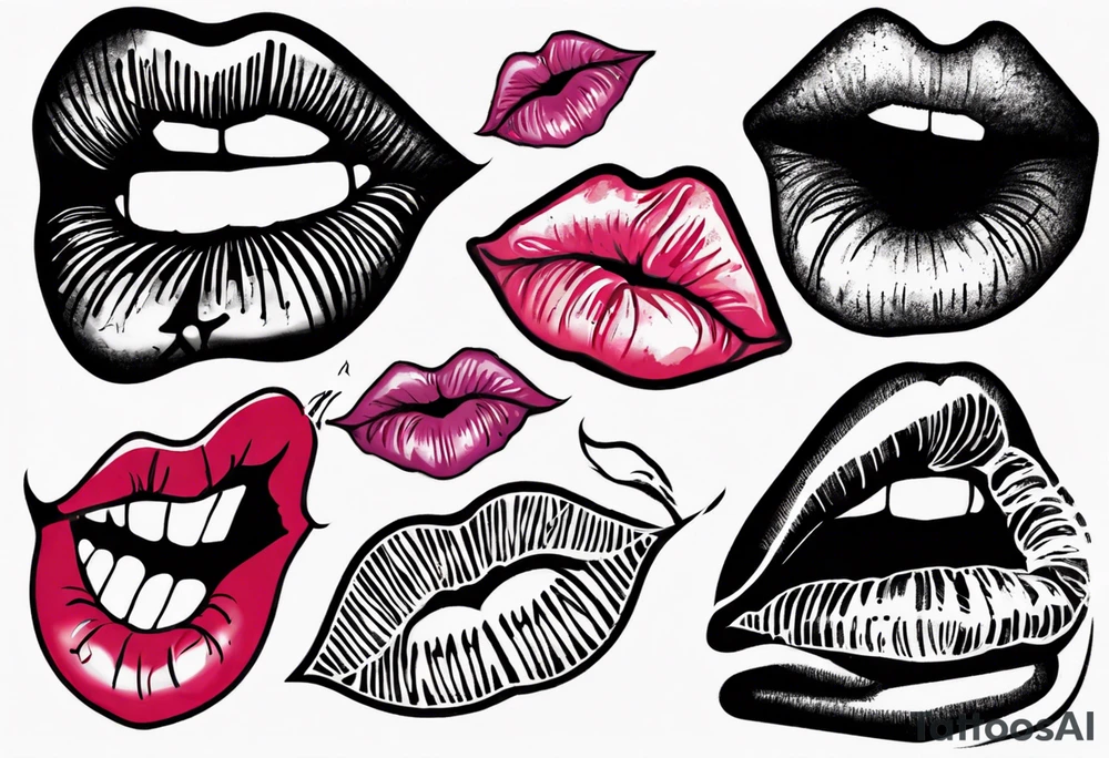 A lip print with "Kiss my a$$" written inside it tattoo idea