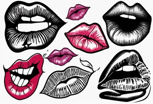 A lip print with "Kiss my a$$" written inside it tattoo idea