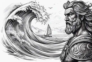 Poseidon als Windsurfer tattoo idea