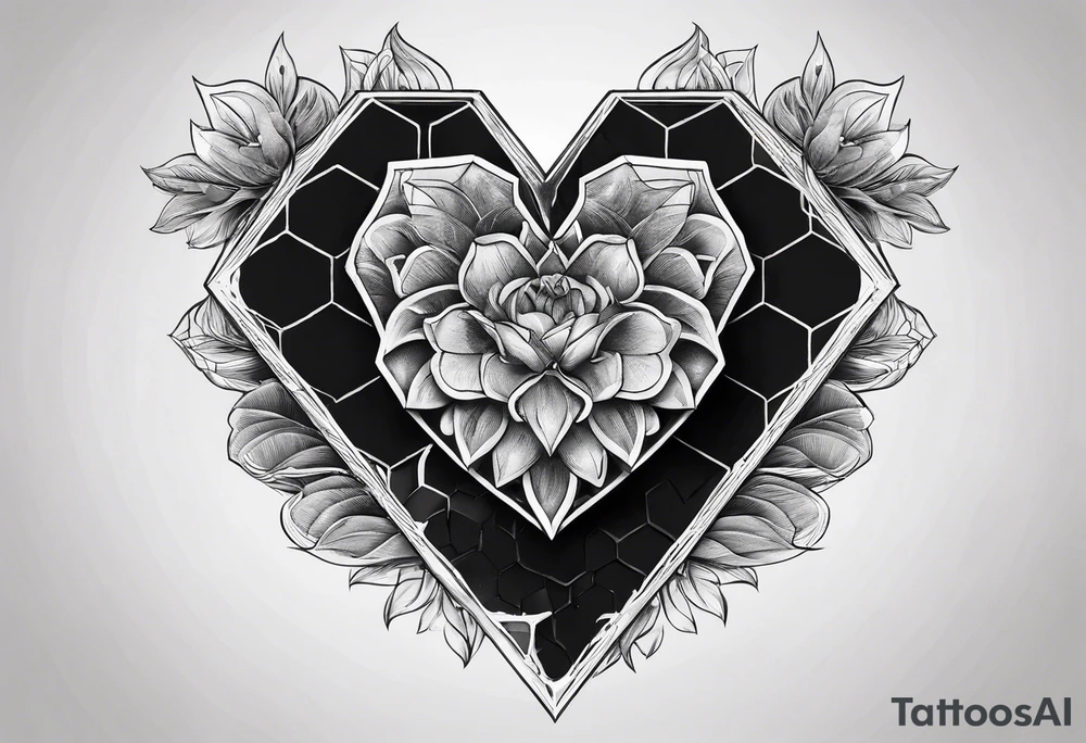 hexagon heart with black background and paint brushes tattoo idea hexagon heart with black background and paint brushes tattoo idea