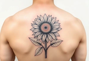 Sunflower with stem and leaves tattoo idea