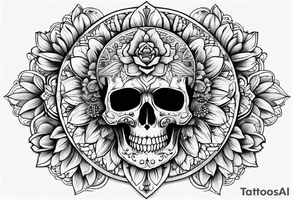 Skull flower mandela tattoo idea