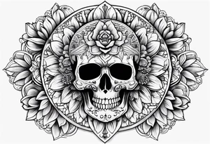 Skull flower mandela tattoo idea