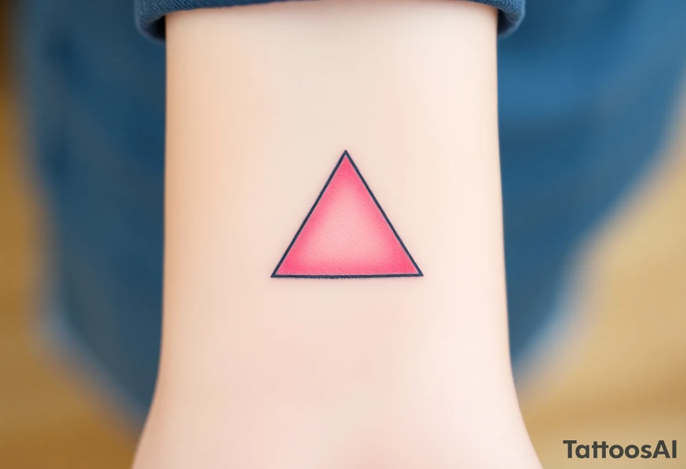 A pink triangle (upsidedown), with very small black lining and upside down. Just the colour pink. No shapes. Just the colour pink in a gradient filling the triangle tattoo idea