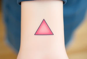A pink triangle (upsidedown), with very small black lining and upside down. Just the colour pink. No shapes. Just the colour pink in a gradient filling the triangle tattoo idea