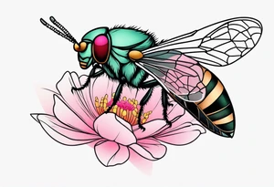 Neo traditional Cicada and pink flower tattoo idea
