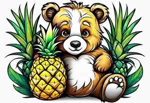 Bear hugging pineapple tattoo idea