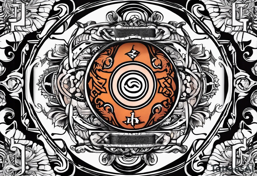 A naruto headband with the letters AR in the middle tattoo idea