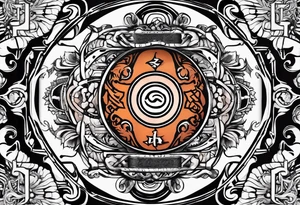 A naruto headband with the letters AR in the middle tattoo idea