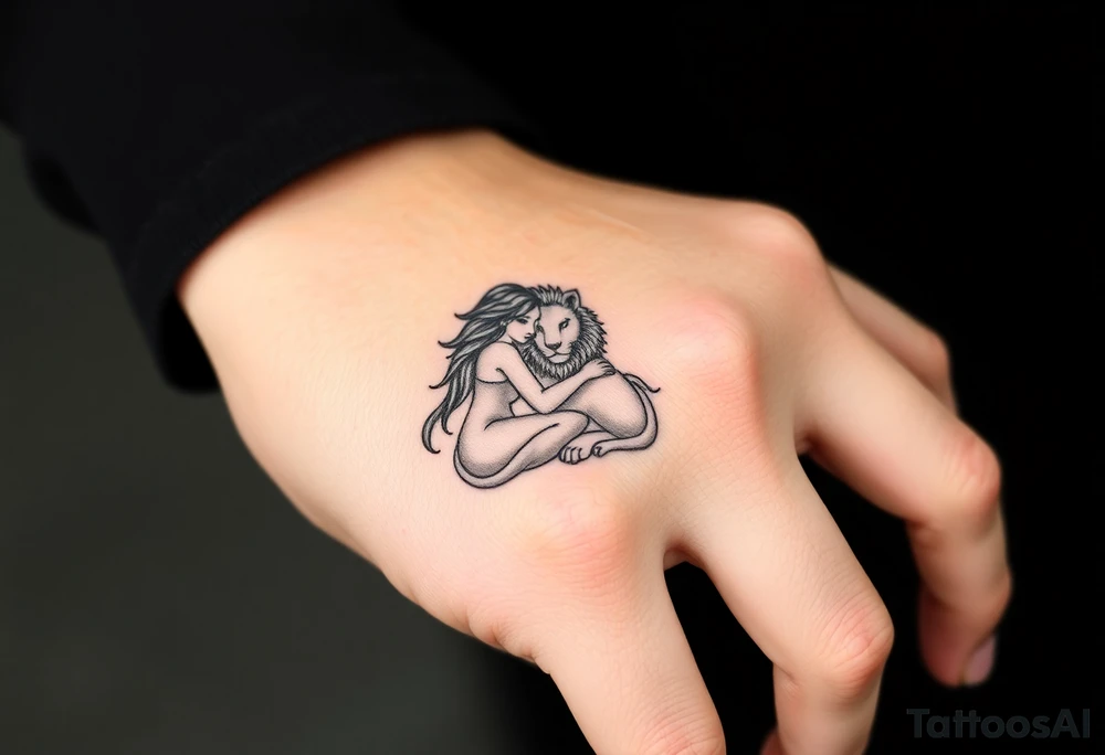 Virgo woman in love with Leo lion tattoo idea