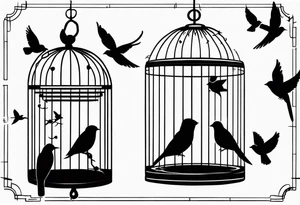 Birds in a Cage tattoo idea