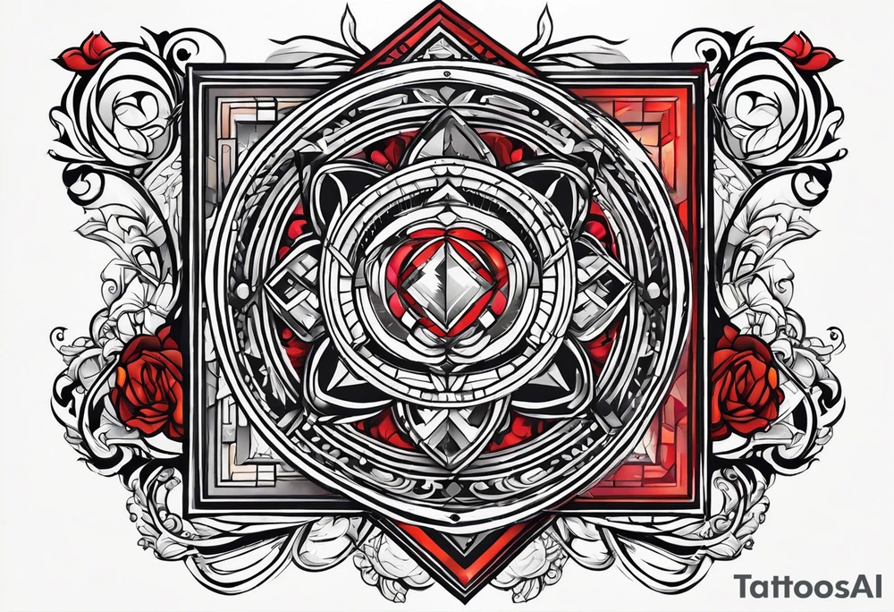 free masonry symbol , rectangle tattoo idea