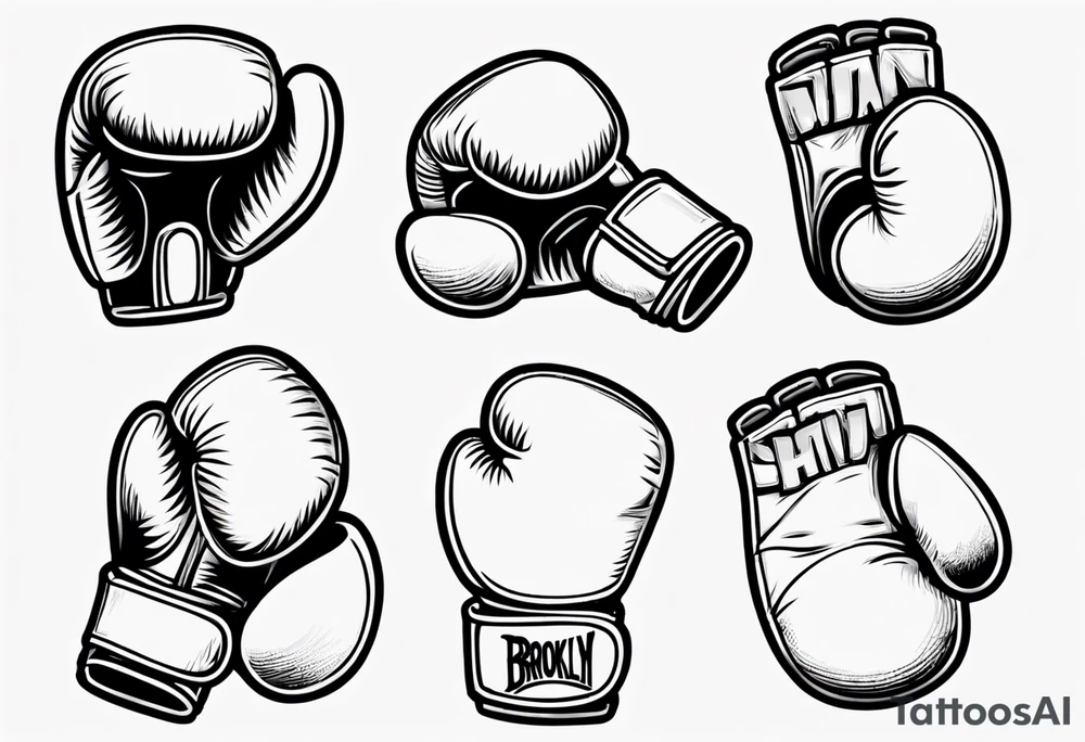 boxing gloves in cartoon style with Brooklyn wording tattoo idea