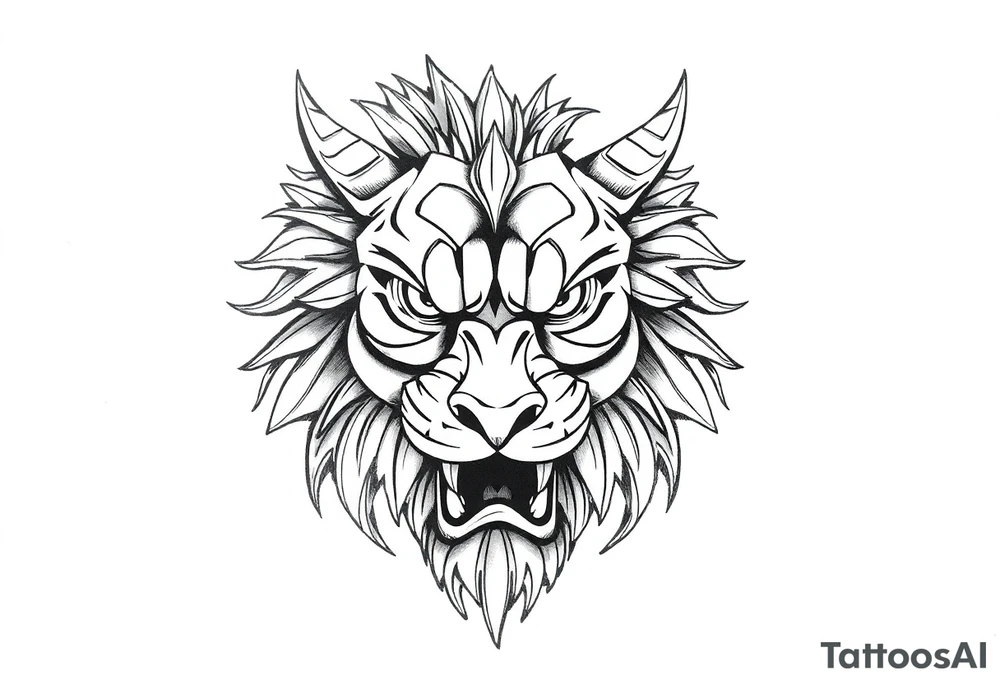 Lion dragon face tattoo idea
