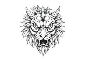 Lion dragon face tattoo idea