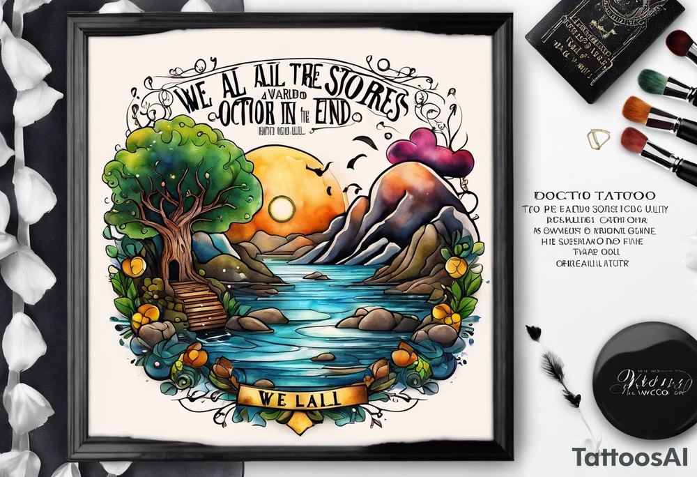 River songs diary from doctor who with the words "We're all stories in the end" tattoo idea