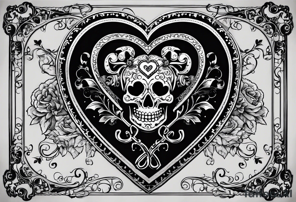 heart shaped skeleton key with antique metal appearance with the year 2016 on it. i also what to incorporate the queen of hearts as a background of the key or in the details of the design. the placement will be in the groin or bikini line tattoo idea