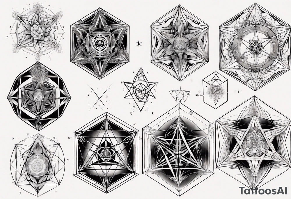sacred geometry Metatron's cube with phoenix tattoo idea