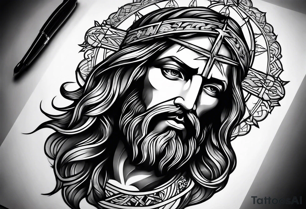 jesus side leg tattoo tattoo idea