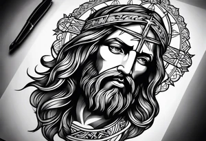 jesus side leg tattoo tattoo idea