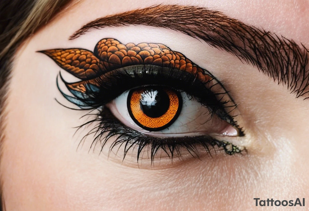 Side view of a Snake eye with copper iris tattoo idea