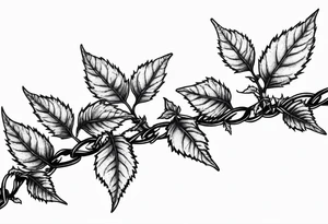 small amount of poison oak wrapped around barbed wire in a straight line tattoo idea