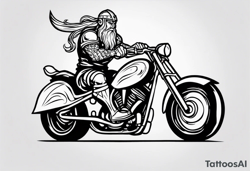 Viking riding a motorcycle from the front view tattoo idea Viking riding a motorcycle from the front view tattoo idea