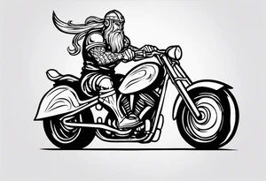 Viking riding a motorcycle from the front view tattoo idea
