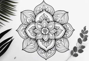 Generate a floral mandala tattoo with minimalist petals and gentle symmetry, focusing on balance and serenity tattoo idea