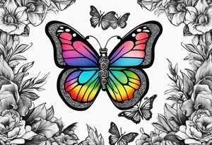 Guitar, butterfly, rainbow, weed tattoo idea