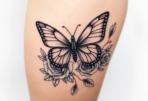 Butterfly and roses tattoo idea