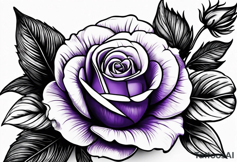 violet with greenery and a rose tattoo idea