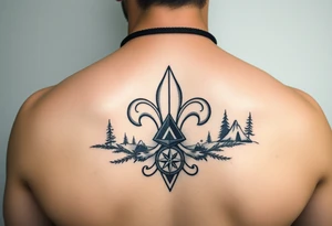 Scouting, camping, nature, fleur de lis, necker, tent, mountain, compass

Black and white or watercolor tattoo idea