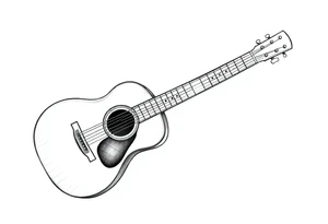 Line traditional American acoustic guitar tattoo idea