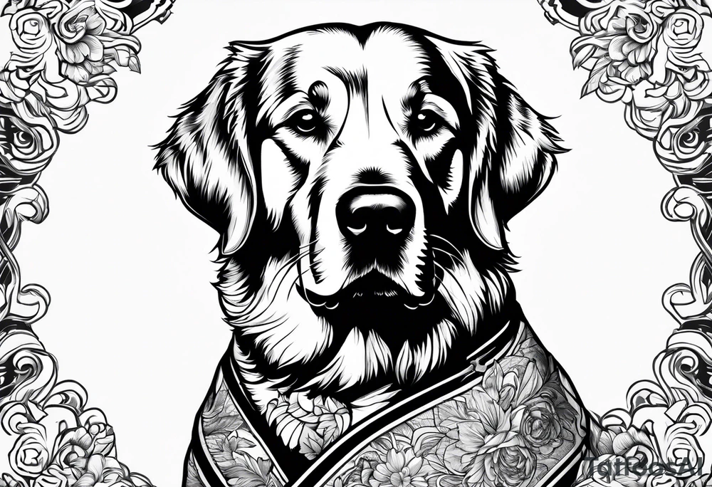 a golden retriever in a gi tattoo idea