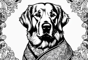 a golden retriever in a gi tattoo idea