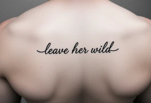 small fine line tattoo of words "leave her wild" all connected tattoo idea