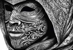 Ski mask biting money tattoo idea