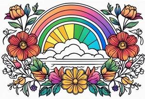 rainbow
old school vintage simple traditional design surrounded by vintage flowers cross



bold color simple tattoo idea