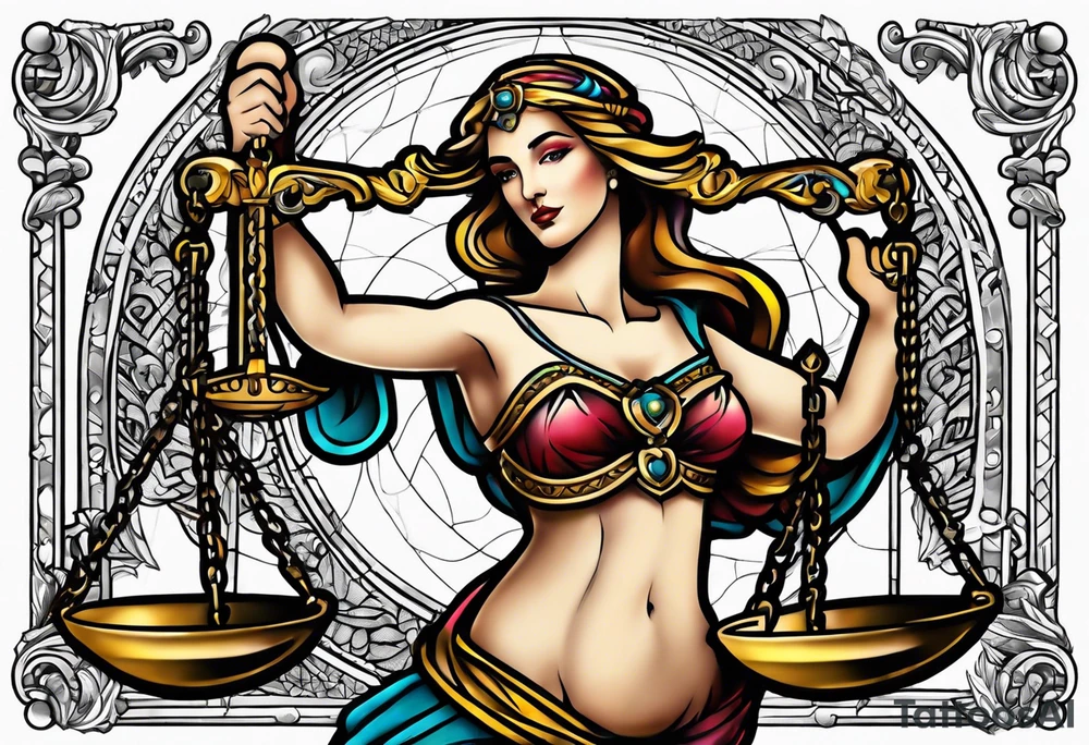 Themis holding the scales of justice tattoo idea