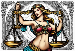 Themis holding the scales of justice tattoo idea