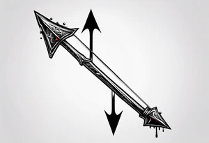 an arrow with a drip of blood on the tip of it simple line art tattoo idea