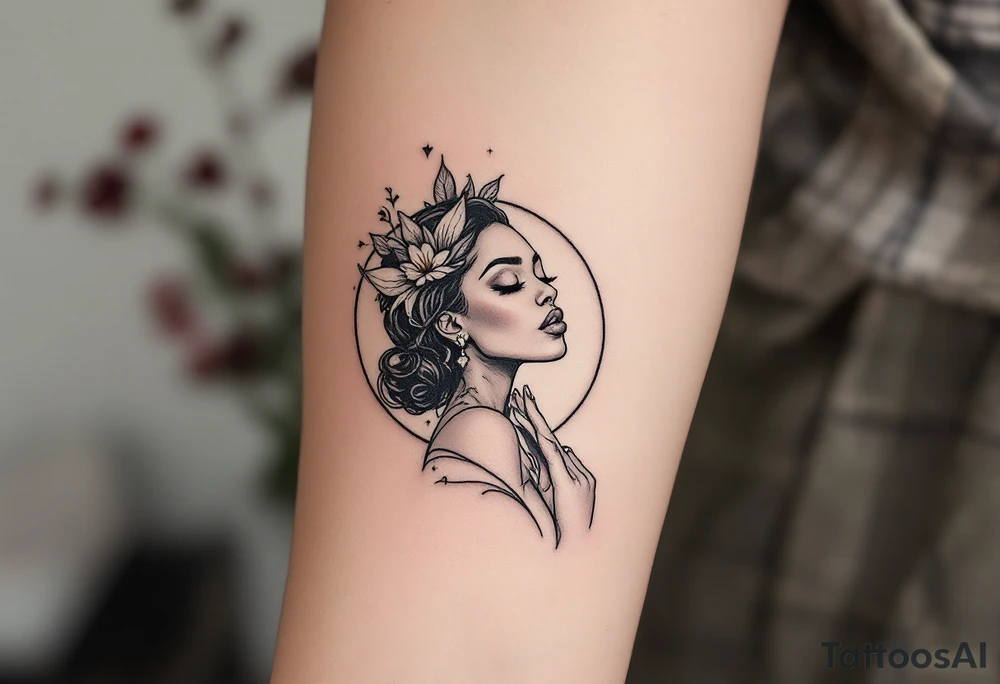 A tattoo with a black woman in it about divinity tattoo idea