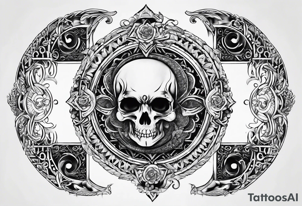 omega greek sign black magic style tattoo idea